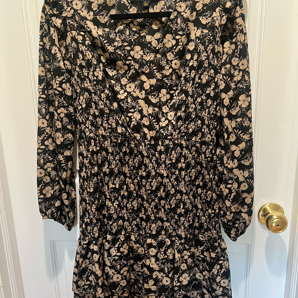 Sugarlips Floral Black and Cream long sleeve Dress